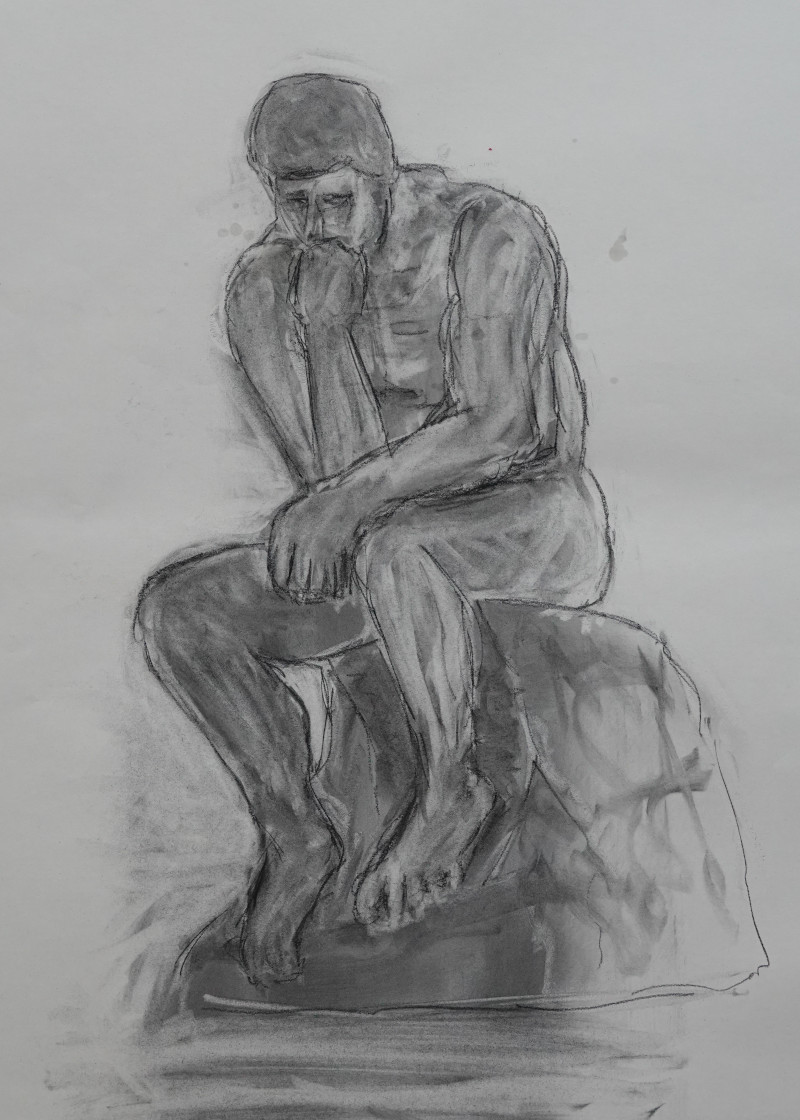 Tekening van 'De Denker'